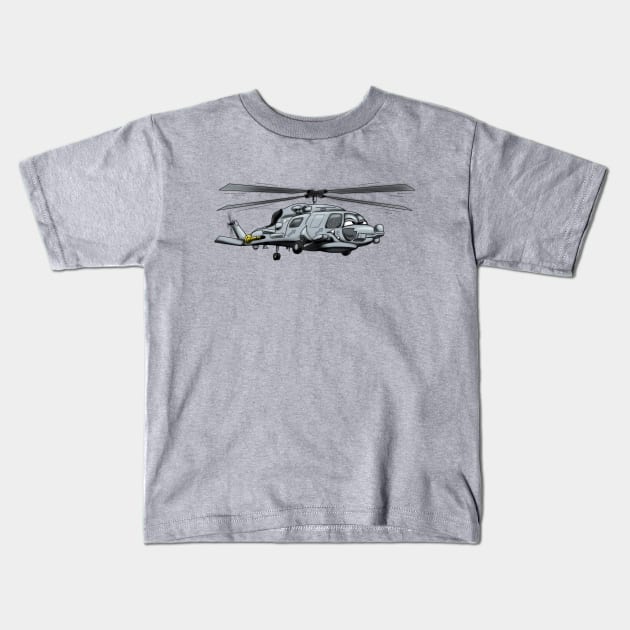 SH-60 Seahawk Military Helicopter Cartoon Illustration Kids T-Shirt by hobrath